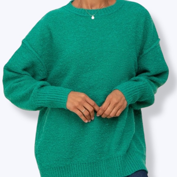 Fantastic Fawn Sweaters - Fantastic Fawn Green Fuzzy Knit Oversized Sweater- Super thick/ cozy material
